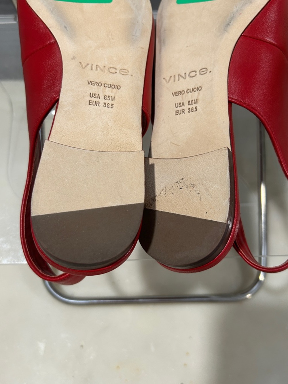 Vince Red Leather Slingback Flats - Picture 4 of 4